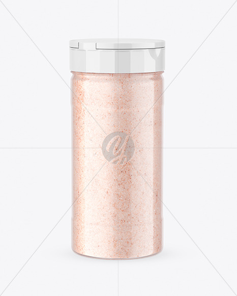 Glossy Clear Jar with Pink Salt Mockup