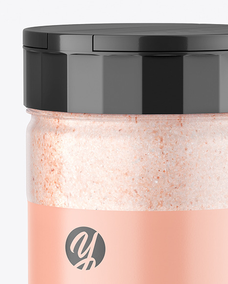 Glossy Clear Jar with Pink Salt Mockup