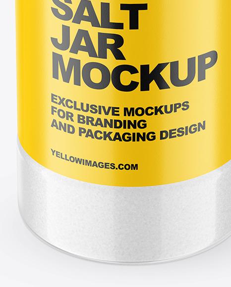 Glossy Clear Jar with Salt Mockup