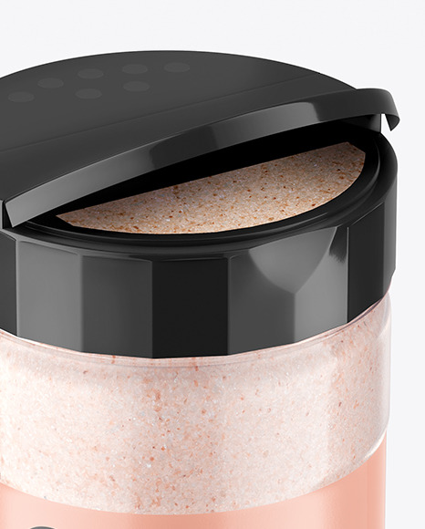 Glossy Clear Jar with Pink Salt Mockup