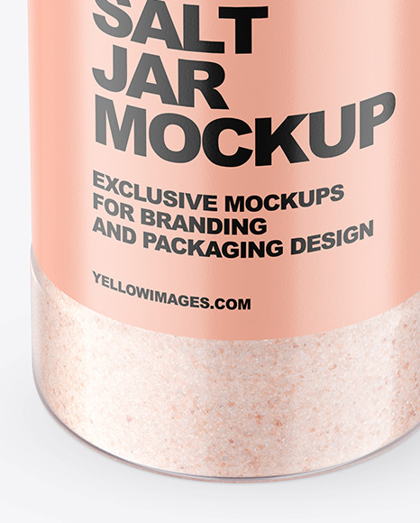 Glossy Clear Jar with Pink Salt Mockup