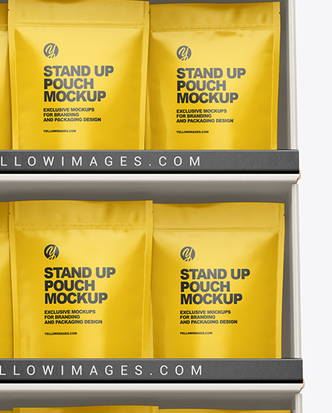 Cardboard Display Stand w/ Pouches Mockup