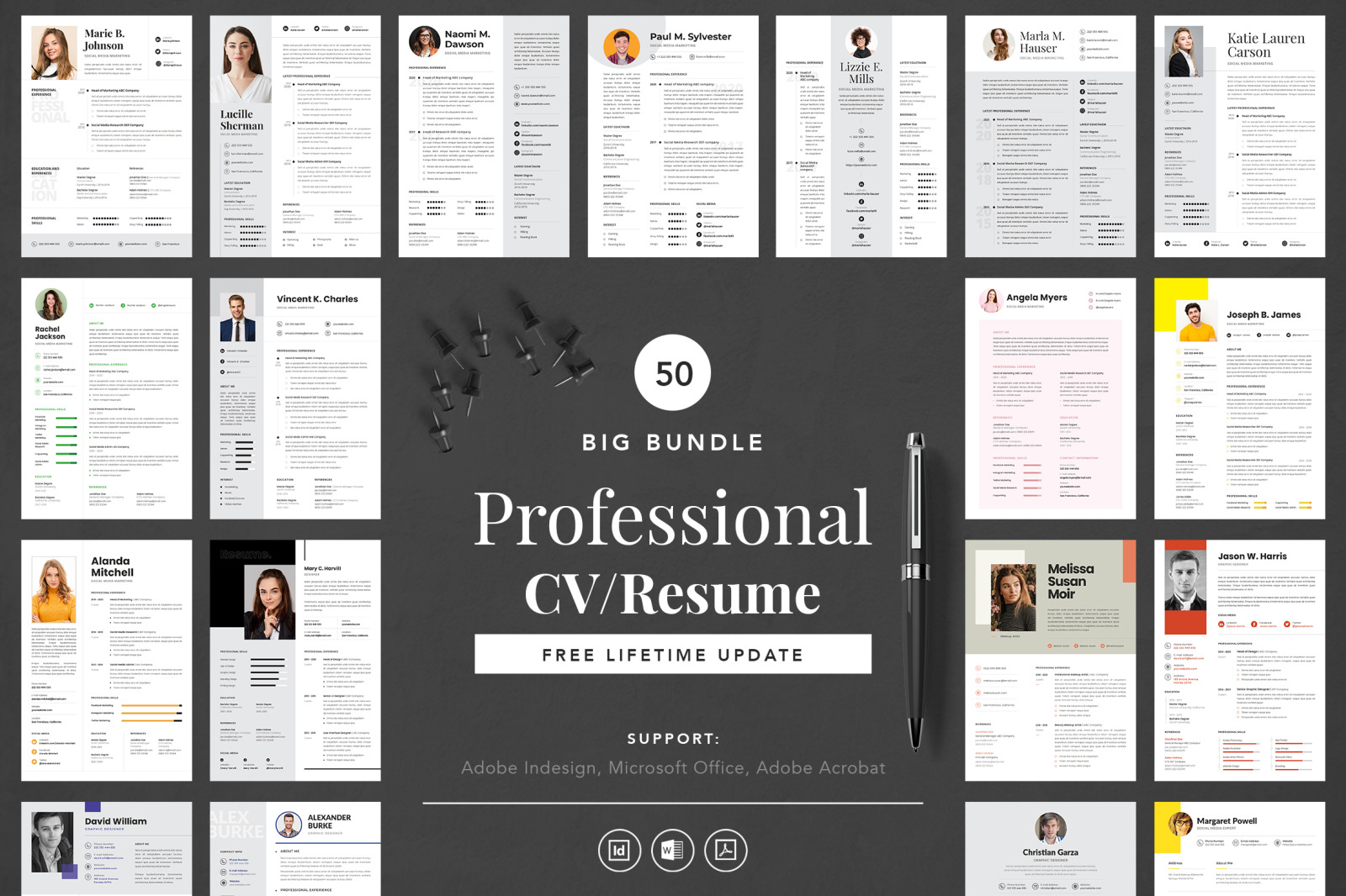 Big Bundle Professional CV Resume Indesign Template