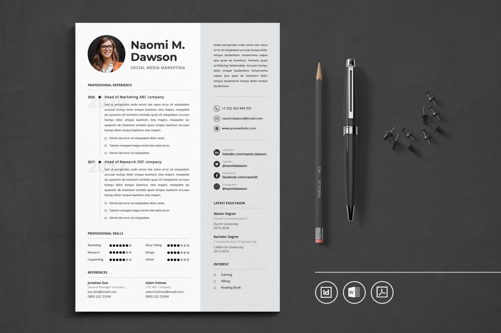 Big Bundle Professional CV Resume Indesign Template