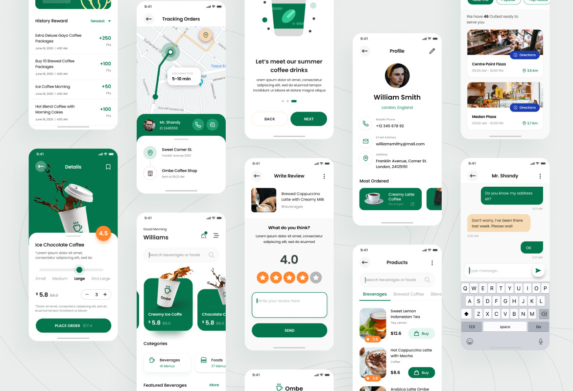 Ombe - Coffee Shop iOS App Design UI Template