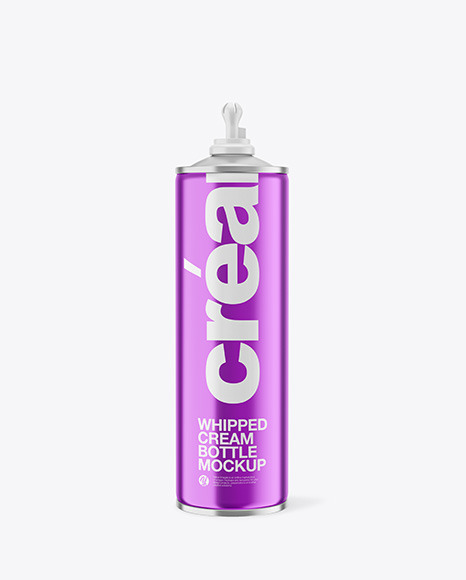 Metallic Whipped Cream Bottle Mockup