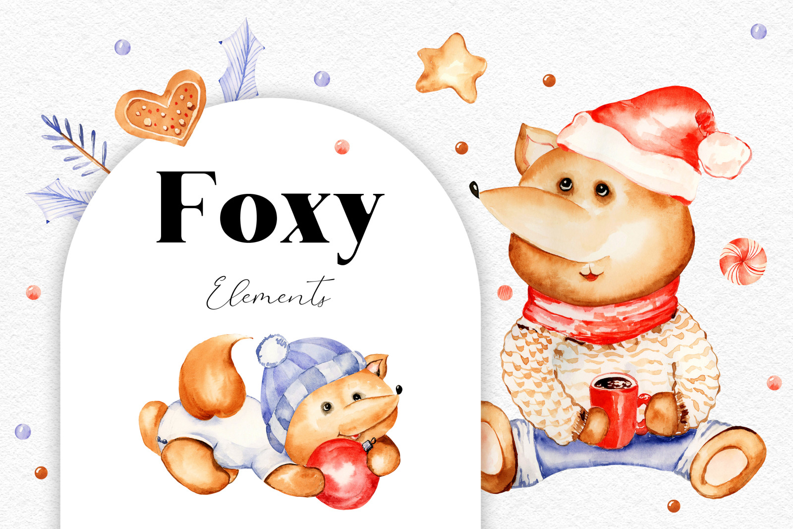 Fox watercolor christmas clipart My first christmas nursery art Cute christmas sleepng fox clipart