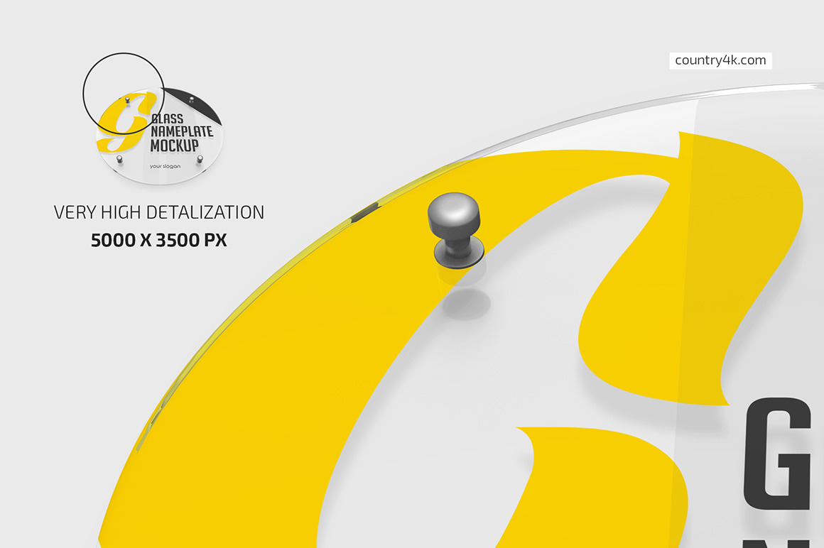 Round Glass Nameplate Mockup Round Glass Nameplate Mockup