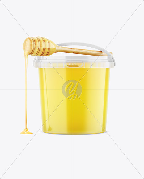 Honey Bucket with Spoon Mockup