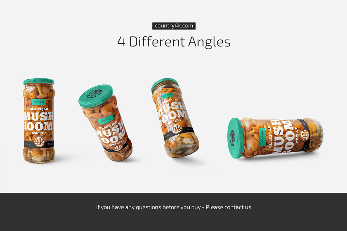 Glass Jar with Mushrooms Mockup Set Glass Jar with Mushrooms Mockup Set