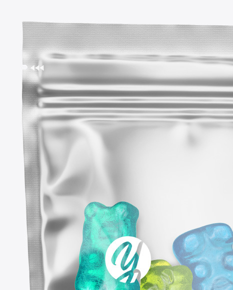 Stand-up Pouch with Gummies Mockup