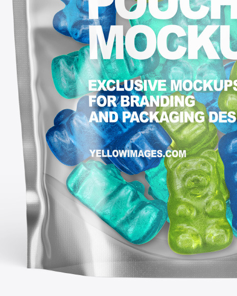 Stand-up Pouch with Gummies Mockup