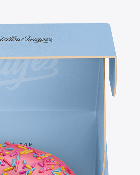 Opened Paper Box with Donut Mockup