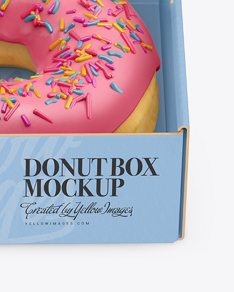 Opened Paper Box with Donut Mockup