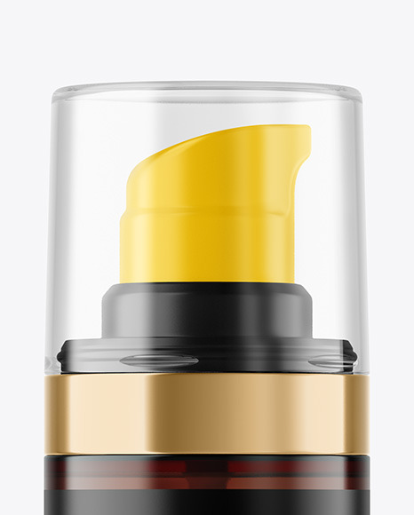 Amber Cosmetic Bottle with Pump Mockup