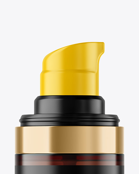 Amber Cosmetic Bottle with Pump Mockup