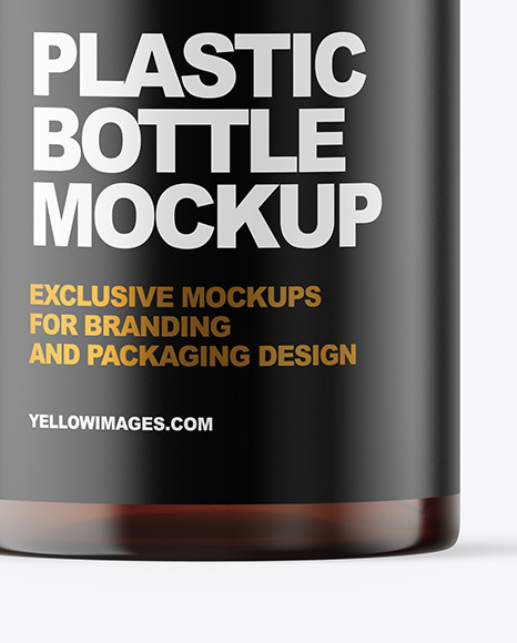Amber Cosmetic Bottle with Pump Mockup