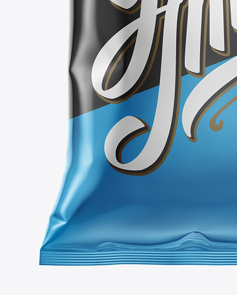 Metallic Snack Package Mockup - Front View