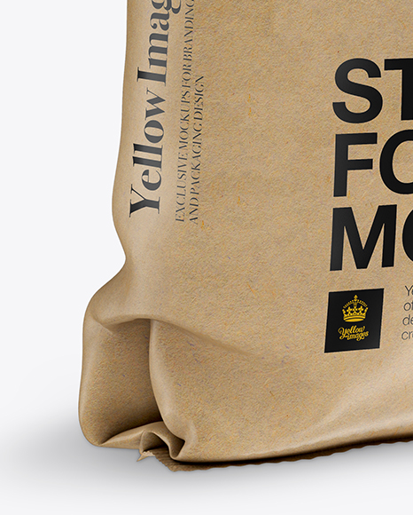 Kraft Stand-up Bag Mockup - Half Side View