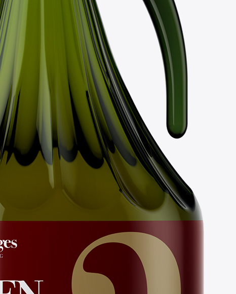 3L Green Glass Bottle With Handle Mockup 3L Green Glass Bottle With Handle Mockup