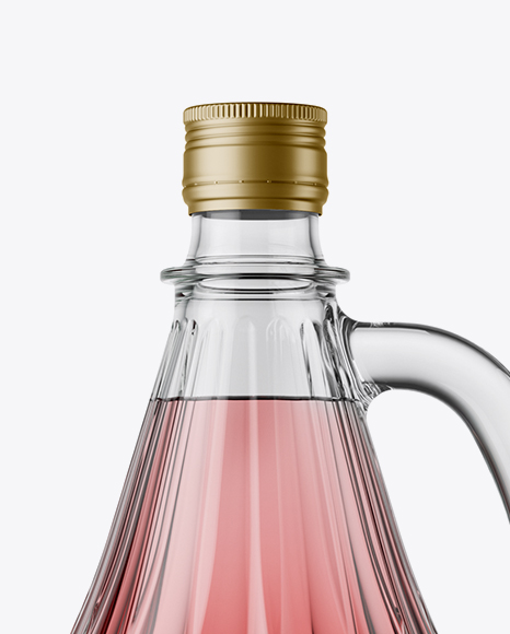 3L Clear Glass Pink Liquor Bottle With Handle Mockup - Free Download