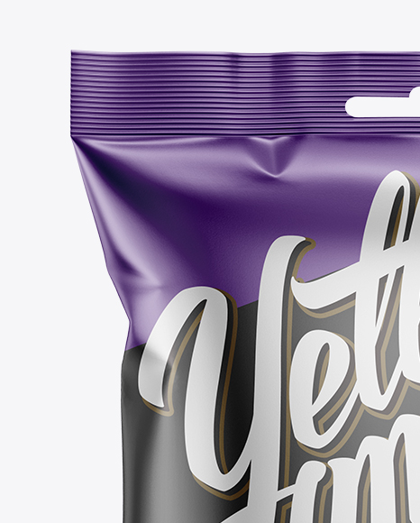 Matte Metallic Snack Package Mockup - Front View