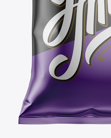 Matte Metallic Snack Package Mockup - Front View