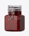 100ml Glass Strawberry Jam Jar w/ Clamp Lid Mockup - Half Side View