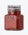 100ml Glass Strawberry Jam Jar w/ Clamp Lid Mockup - Half Side View