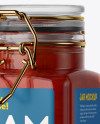 100ml Glass Strawberry Jam Jar w/ Clamp Lid Mockup - Half Side View