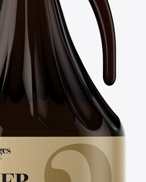 3L Amber Glass Bottle With Handle Mockup