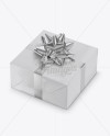 Glossy Gift Box with Metallic Bow Mockup