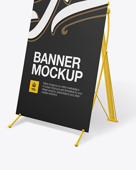 X Banner Mockup - Half Side View