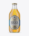 Clear Glass Bottle with Lager Beer Mockup