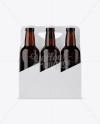 White Paper 6 Pack Amber Bottle Carrier Mockup - Front View