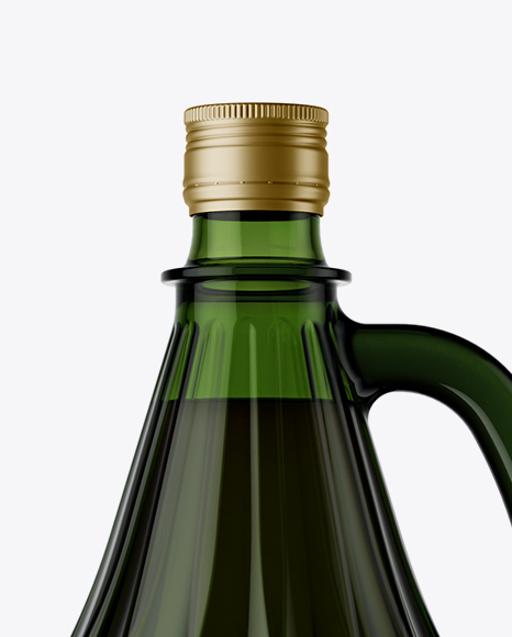 3L Green Glass Olive Oil Bottle With Handle Mockup