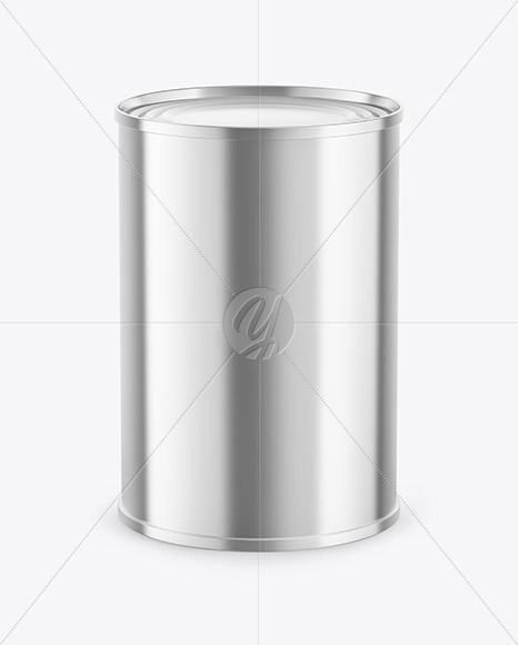 Glossy Metallic Tin Can Mockup