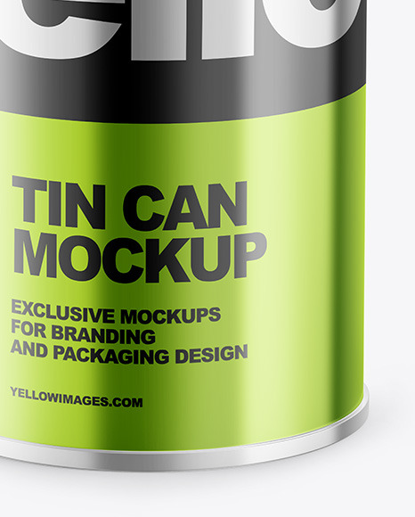 Glossy Metallic Tin Can Mockup