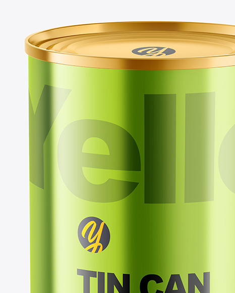 Glossy Metallic Tin Can Mockup