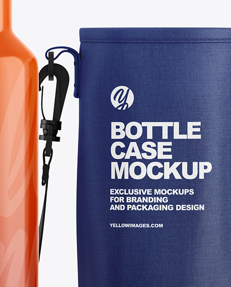 Glossy Water Bottle W/ Case Mockup