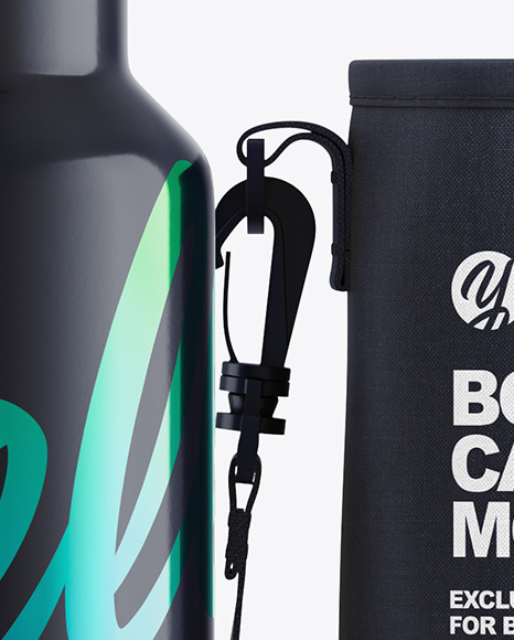 Glossy Water Bottle W/ Case Mockup