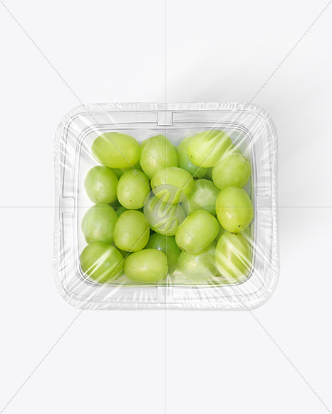 Clear Plastic Tray with Green Grapes Mockup