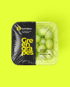 Clear Plastic Tray with Green Grapes Mockup