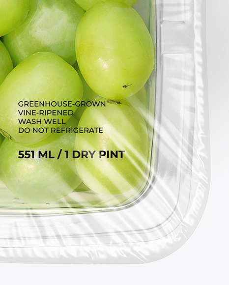 Clear Plastic Tray with Green Grapes Mockup