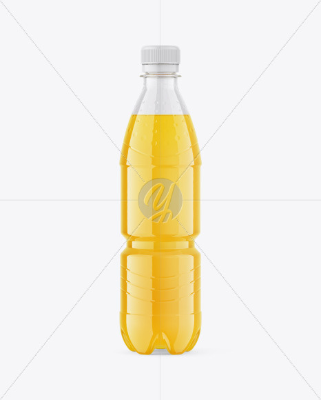 PET Bottle with Orange Drink Mockup