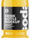 PET Bottle with Orange Drink Mockup