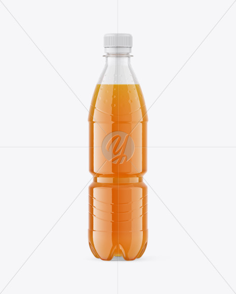 PET Bottle with Peach Drink Mockup