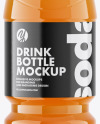 PET Bottle with Peach Drink Mockup