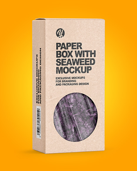 Kraft Paper Box with Seaweed Mockup