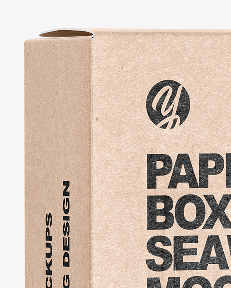 Kraft Paper Box with Seaweed Mockup